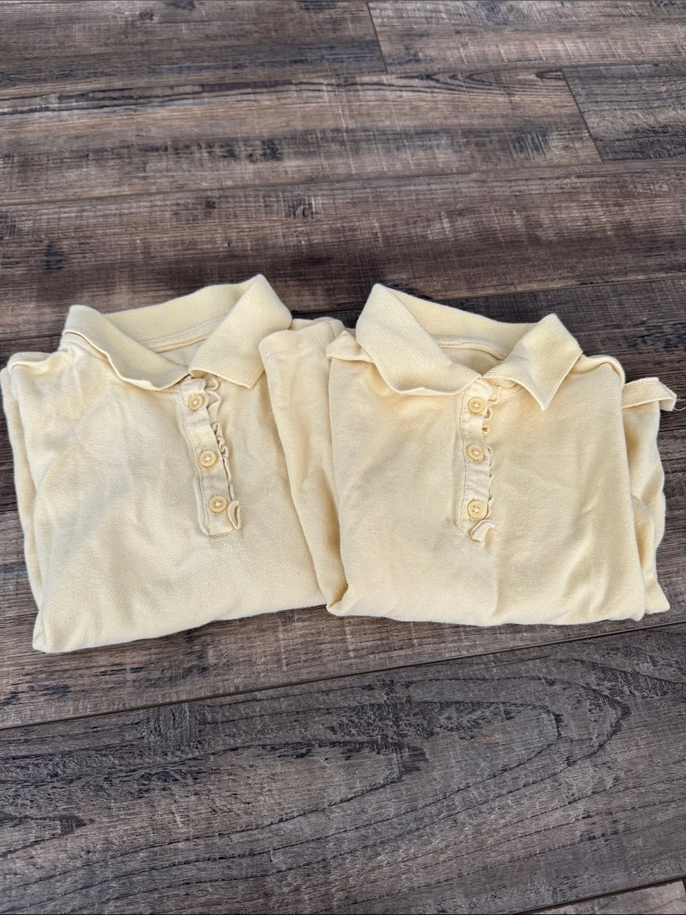 Set of 2 Children’s Place Girls Yellow Long Sleeve Polo Uniform Shirts Size 5-6